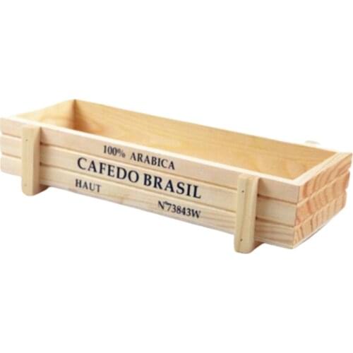 Wooden Box Succulent Plant Flower Pot Art Craft Container Yard Flower Holder