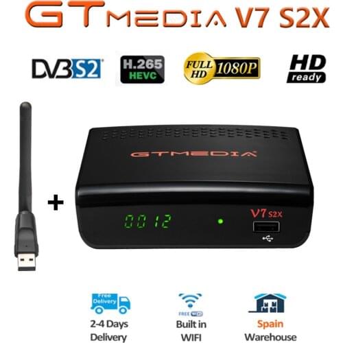GTmedia V7S2X DVB-S2 S2X Satellite TV Receiver 1080P Full HD Digital TV Box With USB WIFI for spain PK Freesat V7S