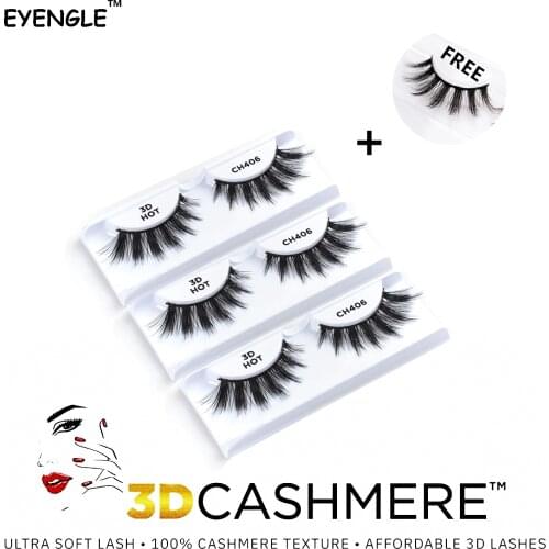 EYENGLE 3Pairs 3D CASHMERE EyeLashes Natural Soft Reusable Make Up False Eyelash Fluffy Long Cross Wispy lashes Faux Cils