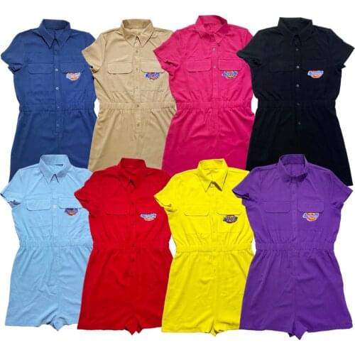 Summer Women Jumpsuit Casual Cargo Pants Embroidery Dikies Casual Rompers Plus Size Women Fashion Playsuits Outfits