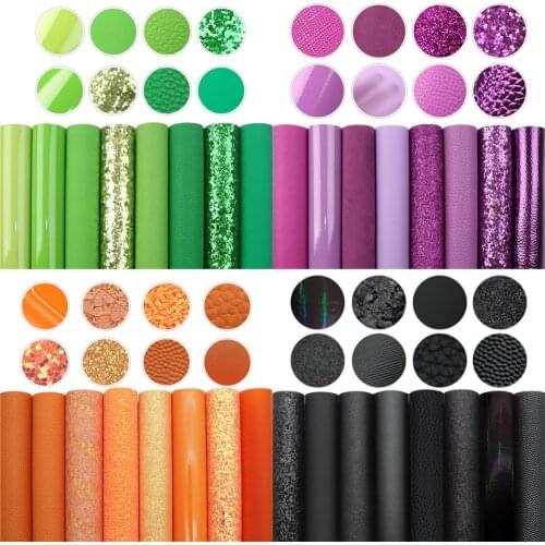 20*33cm Chunky Glitter Faux Synthetic Leather Fabric Set For Bows Solid Color Leather Crafts DIY Handmade Bag Material,1Yc14693