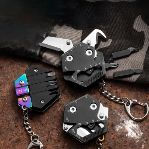 EDC Mini Portable Knife Outdoor Multi-function Screw Tool Key Ring Pendant Folding Knife