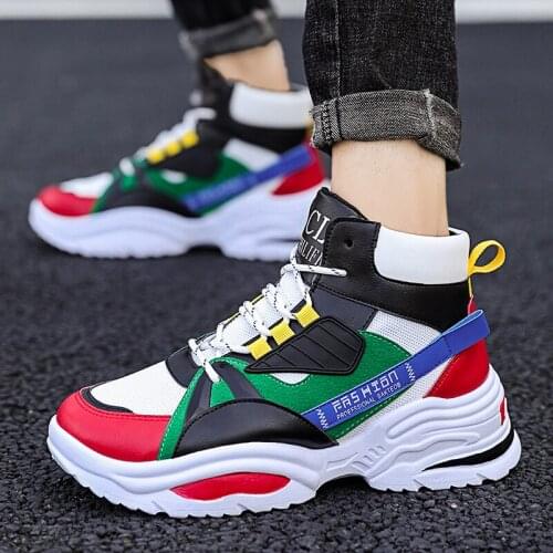 Mens High Top Running Shoes Men 2019 Autumn Winter Fashion Sneakers Colorful Outdoor Non-slip Breathable Sports Trainers Male