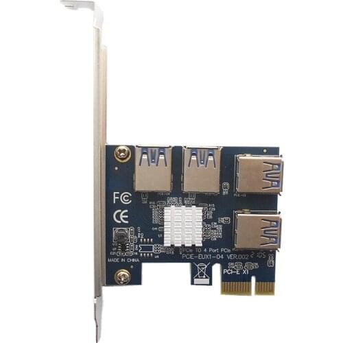 PCIE PCI-E PCI Express Riser Card 1x to 16x 1 to 4 USB 3.0 Slot Multiplier Hub Adapter For Bitcoin Mining Miner BTC Devices