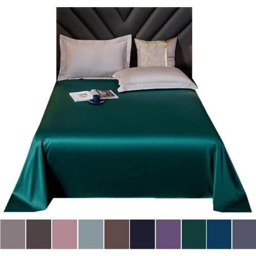 25 1 PC Bed Sheet Green Color 60s Satin Cotton Top Sheet Pillowcase Single Full Bed Linens Double Bed Sheets