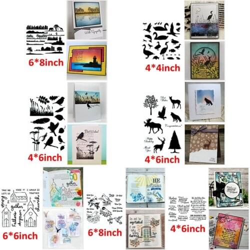 Lake Scenery Swan Elk Birds Tree Valleys Phrase Sentences Clear Transparent Stamps 2020 DIY Craft Scrapbooking Making Template
