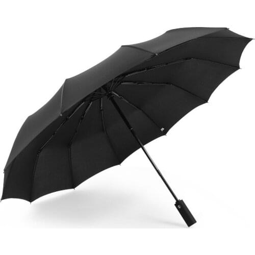 Luxury Large Black Business Umbrellas Men Rain Women Gift Parasol Automatic Umbrella Folding Reinforcement 12 Bone Windproof