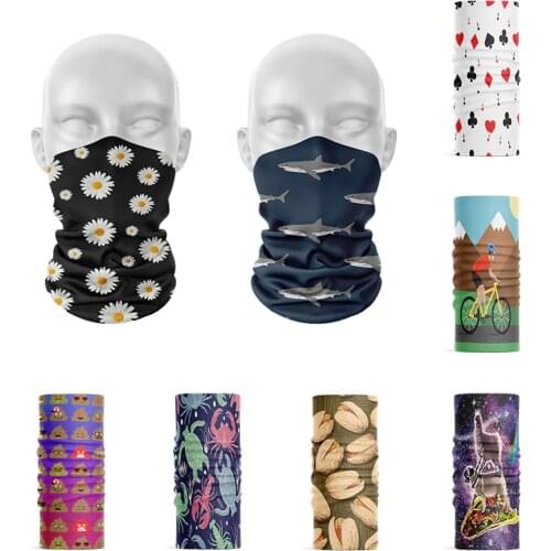 3D Printing Outdoor Sports Tubular Ring Scarf Bicycle Motorcycle Head Wrap Seamless Dustproof Face Shield Female Summer Headband