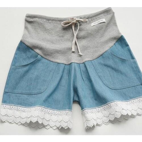 Denim Shorts Lace edge Jeans Maternity Shorts For Pregnant Women Pants Gravida Clothes Pregnancy Clothing Maternity pants 2019