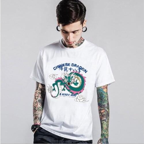 Sunfiz Men Dragon Summer Loose Men/Women T Shirt Casual Short Sleeve Cat Print Anime Tshirt Japanese Summer T-Shirt Tops Te