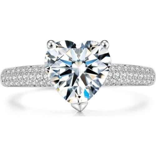 Gorgeous Big Heart Zircon Ring For Women Silver Color Romantic Bride Wedding Engagement Womens Promise Ring Female Jewelry Gift