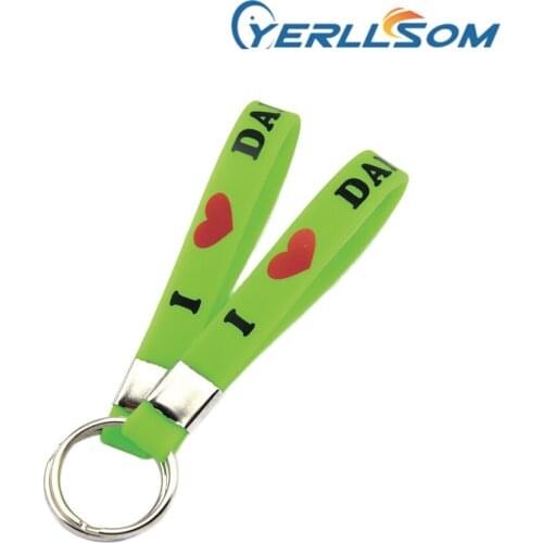 YERLLSOM 100PCS/lot Free Shipping Customized Silicone keychain with printed 1 Color writing or logo for promotional gifts YK001