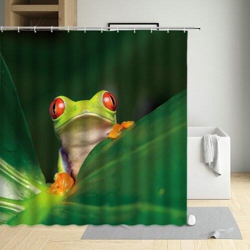 Frog Shower Curtain Fun Couple Creative Animal Love Theme Child Bathroom Wall Home Decor With Hooks Hanging Waterproof Screen