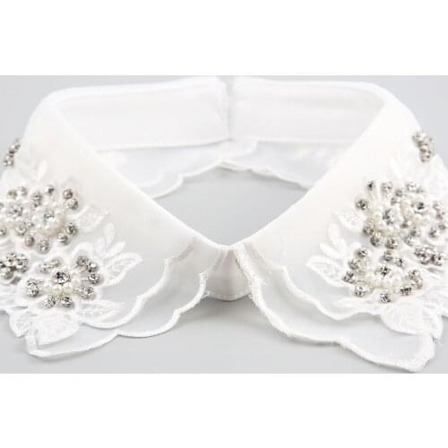 2020 Embroidery Floral Lace Fake Collars for Women Shirt False Collar Half Blouse Lapel Detachable Collars Remoable Faux Col Tie