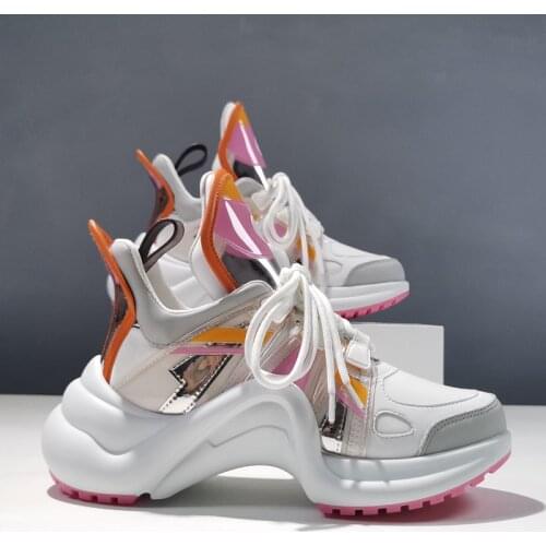 2021 Womens Shoes Luxury Casual Chunky Shoes Genuine Leather Loafers Sneaker Female Leisure Dad Sports Shoes For Women Sneakers