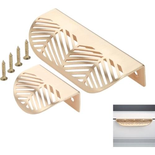 1Pcs Copper Drawer Pull Gold Leaf Cabinet Pulls Golden Cupboard Drawer with Screws Furniture Handles Knobs 40/96MM