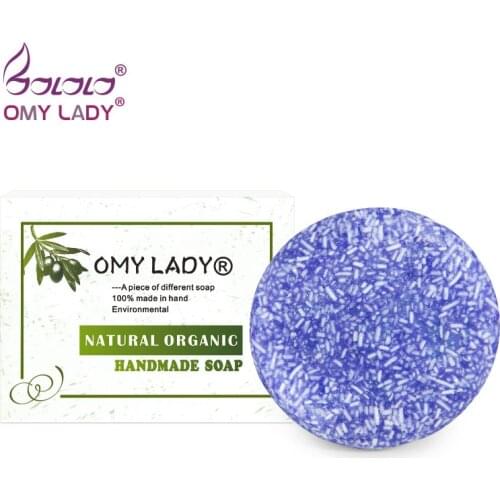 OMY LADY 100% Pure Natural Handmade Shampoo Soap Lavender Extract Essential Oil Hair Cold Processed Anti-Dandruff Off Hair Care