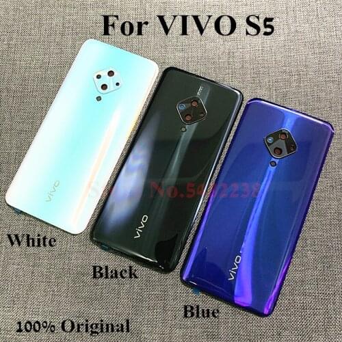 100% Original battery cover For VIVO S5 Back Housing door Cover Rear case With camera lens Replacement Parts