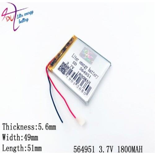 3.7V 1800mAh 564951 555050 Liter energy Lithium Polymer Li-Po li ion Rechargeable Battery cells For MP5 GPS mobile bluetooth