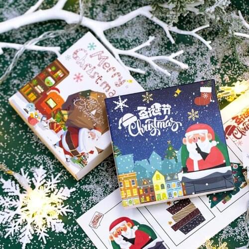 50pcs/Box Scrapbooking Book Label Merry Christmas Paper Stickers DIY Stationery Seal Diary Decoration Craft Household Supplies
