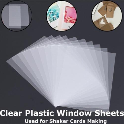 50pcs/lot Clear Plastic Window Sheets and Adhesive Double-sided Adhesive Foam Strips for DIY Shaker Cards Making 11*16cm