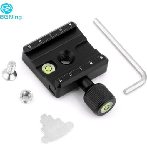 BGNING Adapter Plate Square Clamp with Gradienter for Quick Release Plate for Tripod Ball Head