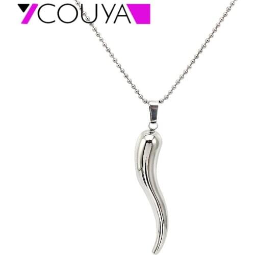 Fashion Trendy Pendant Necklaces 316L Stainless Steel Silver color Long Chili Pattern Chain Necklaces Women/Girls Jewelry 1PC