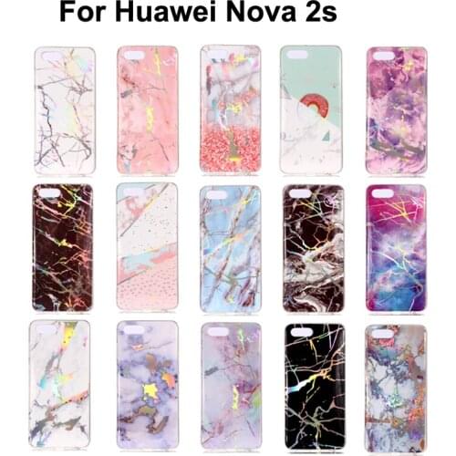 For Huawei Nova 2s Laser print Marble painted TPU Phone cover capa,For huawei nova2s anti-fall silica soft back case fundas