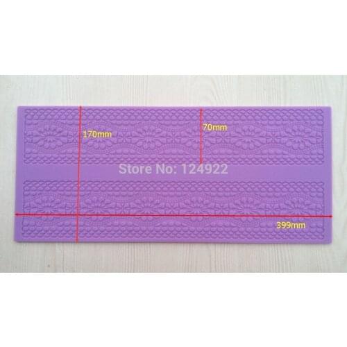 CT406 39.8cm*16.5cm Silicone mould floral sugar lace mat decoration for cupcake