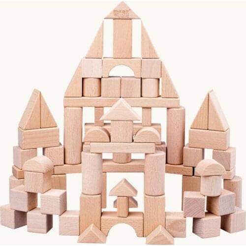 Wooden Castle Building Blocks Toys Montessori Stacking Toys For Children Construction Building Toys Set