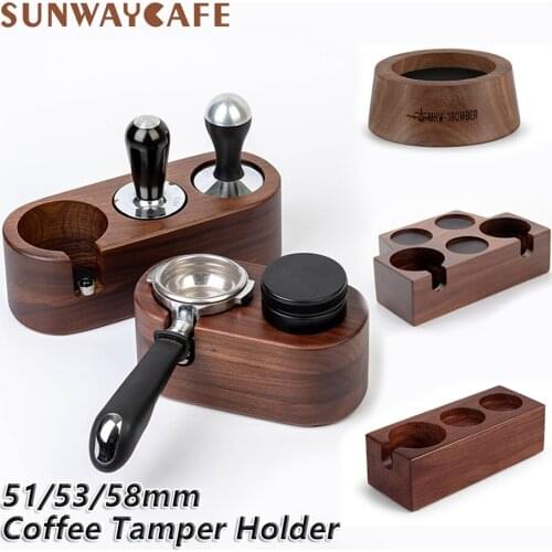 Walnut Wood Coffee Filter Tamper Holder Espresso Tamper Mat Stand Coffee Maker Support Base Rack Coffee Accessories for Barista