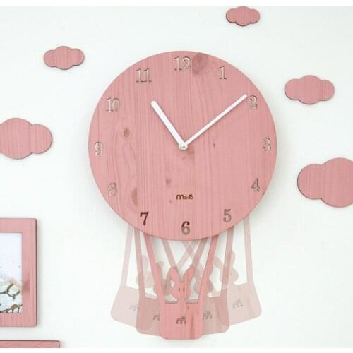 Swing Cartoon Wall Clock Children Bedroom Decor Cute Digital Wall Clock Modern Design Kids Hanging Watch Simple Personality