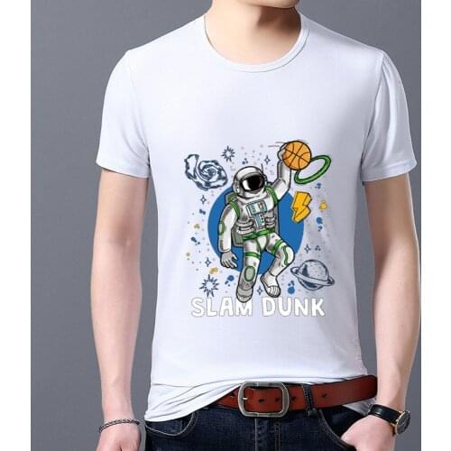 Mans T-Shirts with Astronaut Pattern Series Street Tshirt Summer Commute Fashion Male Clothes Classic White Printing Male Tops