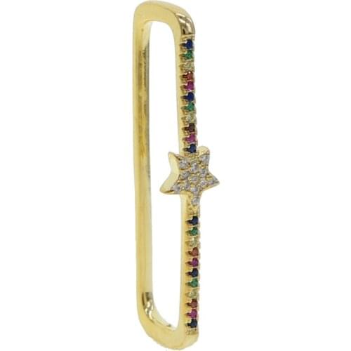 Geometric no piercing clip on earrings paved cz star colorful stone Gold filled fashion ear cuff