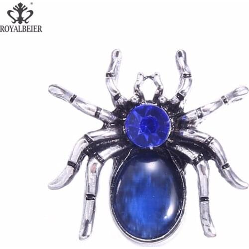 ROYALBEIER 1pc Mix Spider Rhinestone Crystal Metal Snap Button fit 18/20mm DIY Snap Accessories For Women Jewelry KM0120