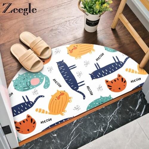 Creative Small Fresh Entrance Doormat Home Bedroom Living Room Carpet Bathroom Anti-Slip Semi-circular Mats Hallway Balcony Mats
