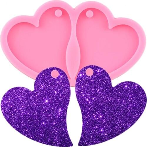 L/M/S Shiny Heart Shape DIY Epoxy Earrings Fashion Jewelry Resin Craft Mould Love Silicone Molds Keychain Pendant Clay Moulds