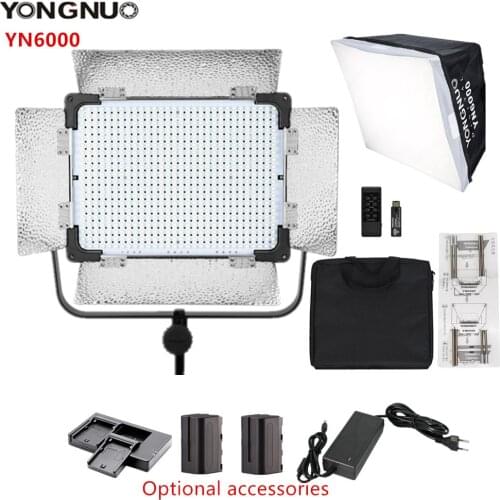 YONGNUO YN6000 3200K-5500K 600 LED Video Light Pro Photography Lamp Large Light Board with Softbox for Studio/makeup/TikTok/Vlog