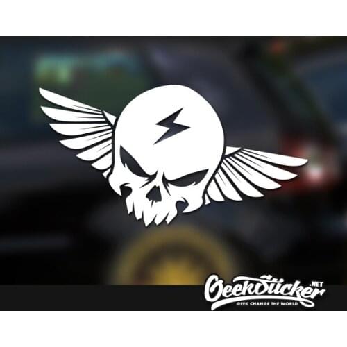 Lightning Bolt Skull Waterproof Reflective Universal Body Sticker Vinyl Warning Sticker Motorcycle Car Styling Black/Silver