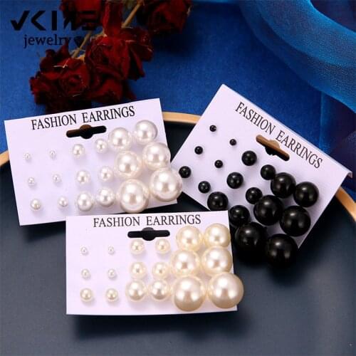 VKME Trendy Big Pearl earring set for Women Girls Party Fashion Large Statement Brincos Wedding Jewelry
