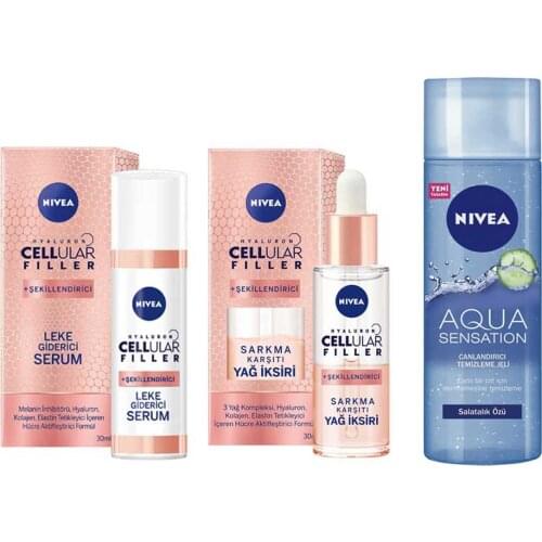 Nivea Hyaluron Cellular Elephants Blemish Serum 30Ml & Anti-Sagging Fat Potion 30Ml & Aqua Cleansing Gel
