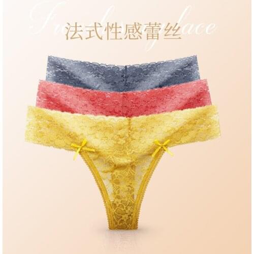 New lace lady big size sexy female T-word pants transparent temptation underwear cotton file