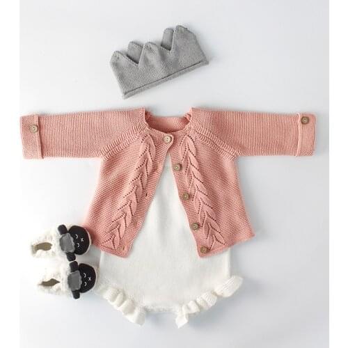 0-3T Newborn Kid Baby Boys Girls Clothes Autumn Winter Knit Outfit Long Sleeve Cardigan Sweater For Baby Cute Sweet Knitwear