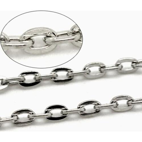 8Seasons Iron Based Alloy Open Link Cable Chain Findings Chain Extension Silver Color DIY Making Necklace Jewelry 4.5x3mm, 10 M