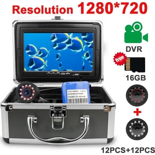 Erchang Fishing Camera Underwater Fishing Camera Video Recording Camera HD 1280*720P 12pcs infrared+12pcs White Lamp For Ice/Sea