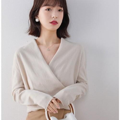 New Arrival Women Knitwears 100% Autralian Wool Knitted Pullovers 5Colors Vneck Long Sleeve Soft Ladies Sweaters Standard Cloth