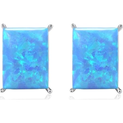 MetJakt S925 Sterling Silver Fashion Opal Electroplated Gold Womens Ear Studs