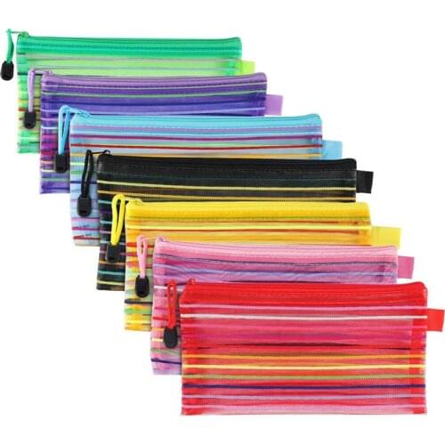 A6 Zipper Mesh Pouch, Colorful Pencil Pen Bag Document Bag Storage Pouch for Travel Makeup, Offices Supplies, Travel Accessories