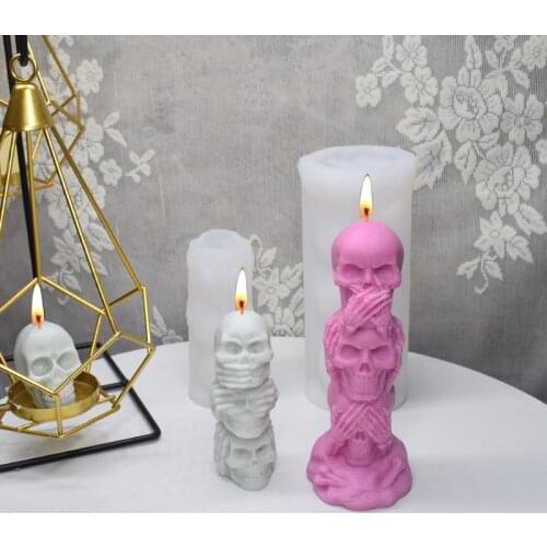 Not Listen Look Say Skull Silicone Candle Mold for DIY Epoxy Resin Aromatherapy Candle Plaster Ornaments Soap Mould Handicrafts