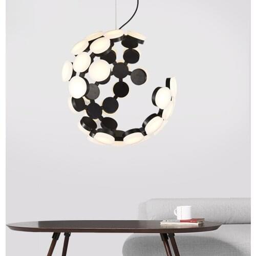 Nordic Home Black Moon Lamp Postmodern Art Creative Living Room Bedroom Italian Designer Personality Football Chandelier